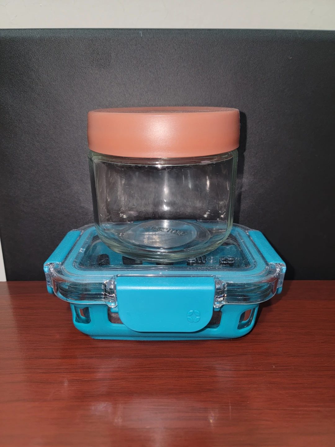 Anchor Hocking Glass Jar with Blue Lock Lid Container