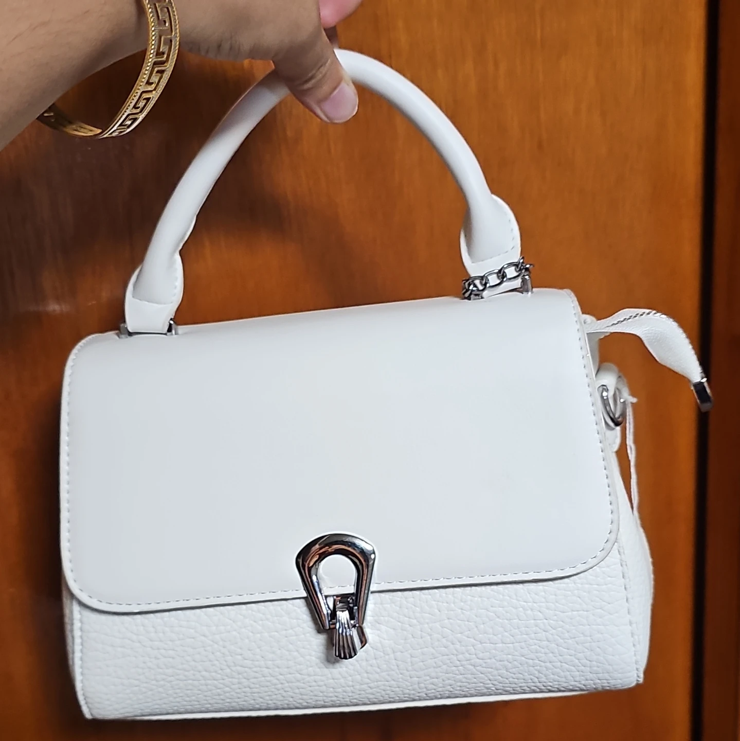 White Handbag with Heart Charm