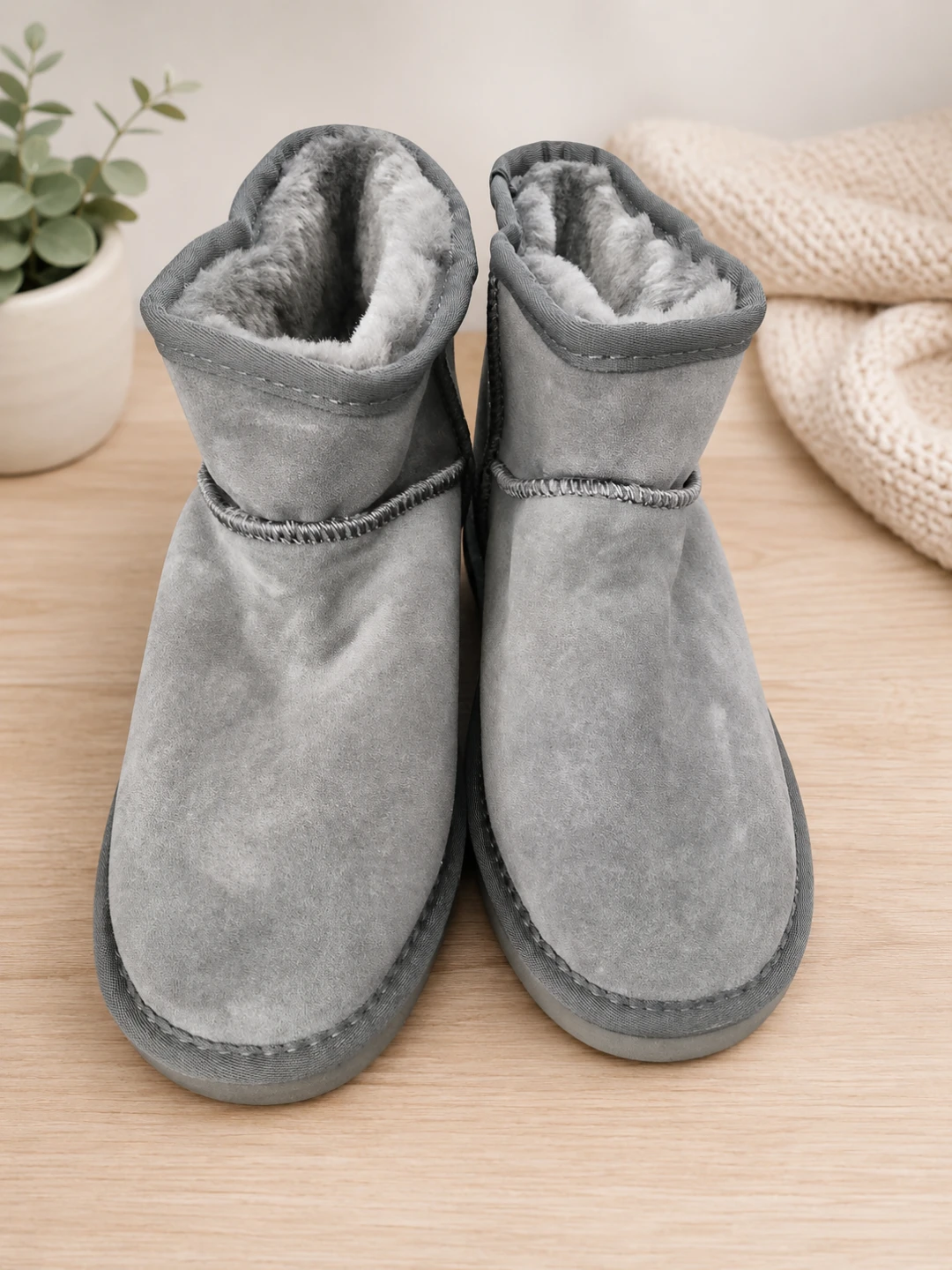 UGG Gray Suede Sheepskin Lined Boots