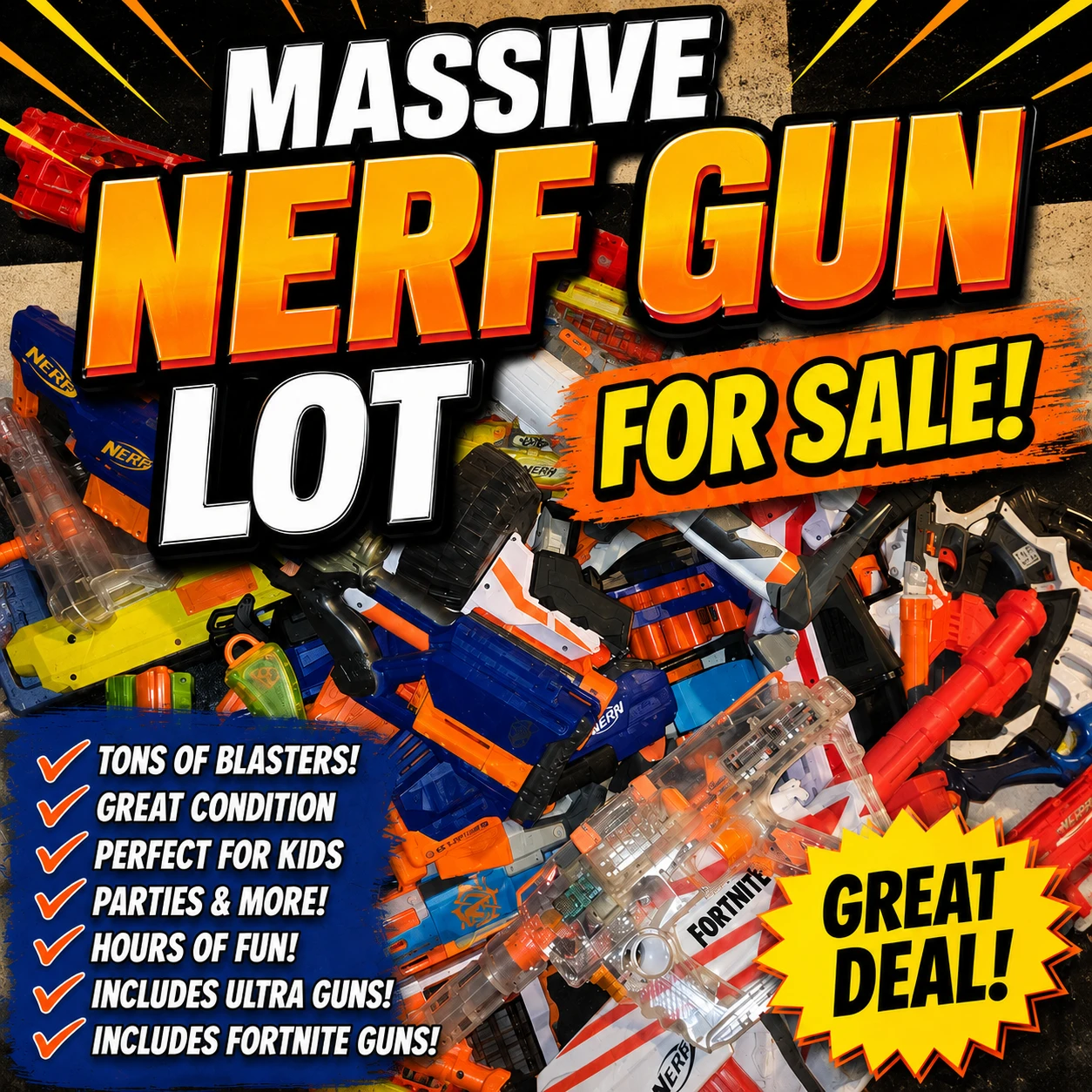 Tons Of Nerf Guns + Attachments!!!