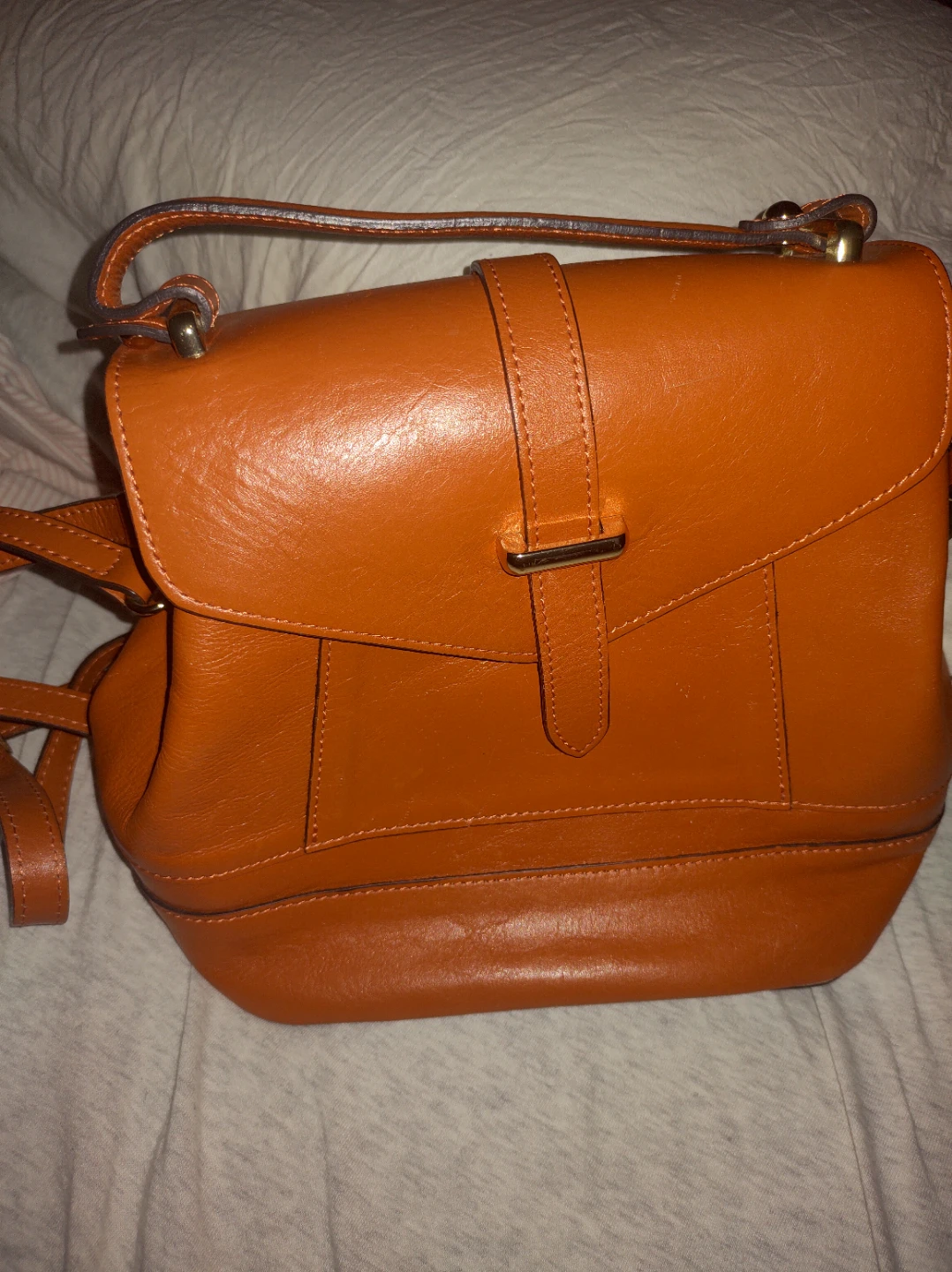 Orange Leather Crossbody Bag