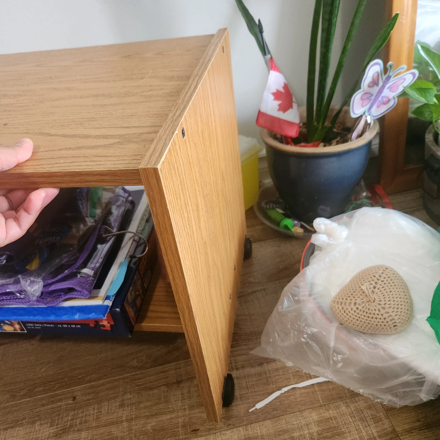 Wooden Side Table with Wheels - photo 5