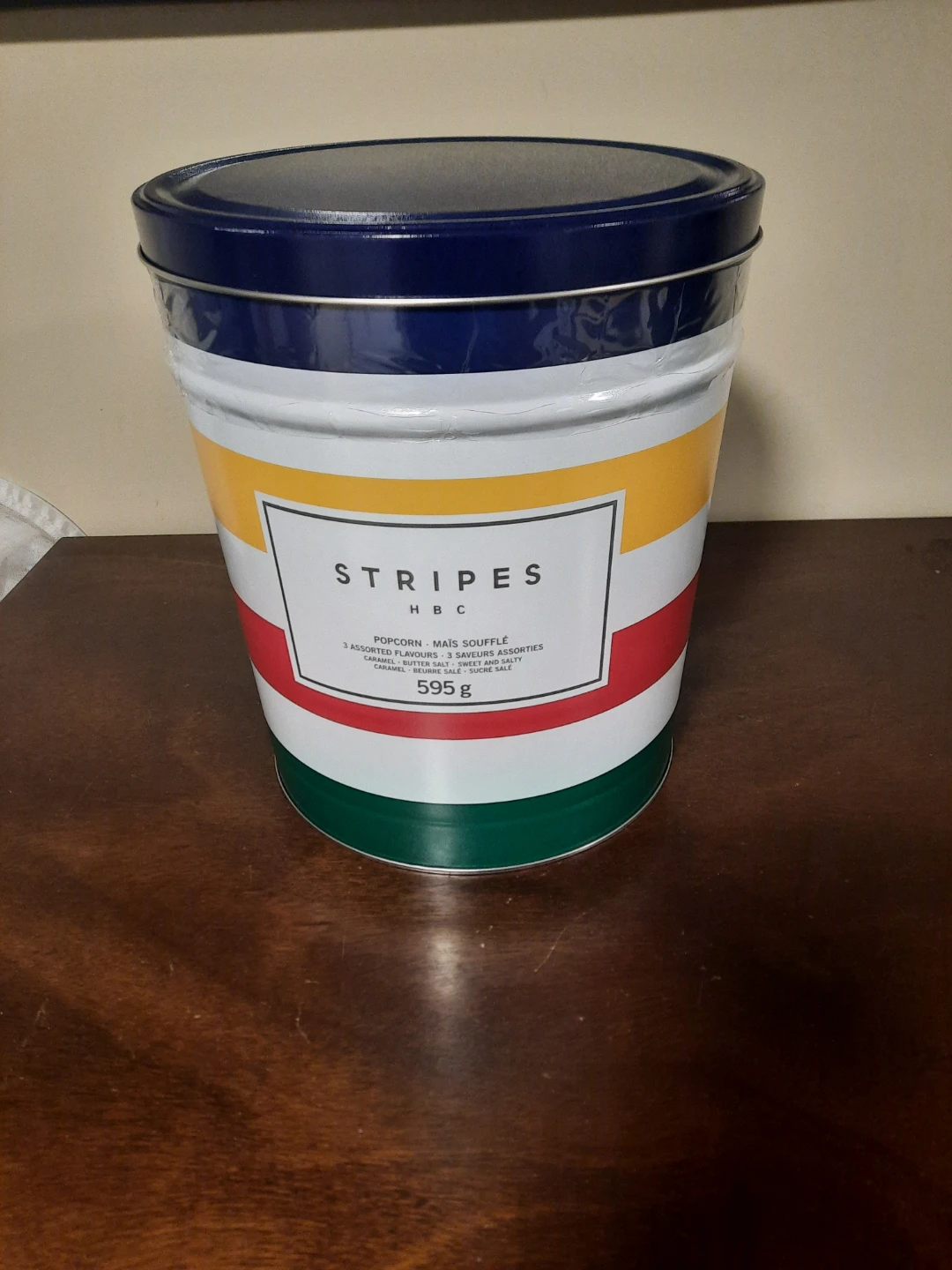 HBC Stripes Popcorn Tin 595g