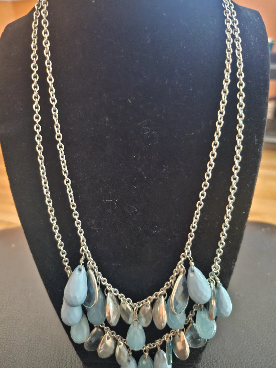 Blue Beaded Layered Necklace