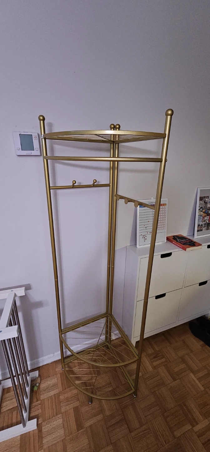 Gold Metal Corner Garment Rack with Shelves - photo 3