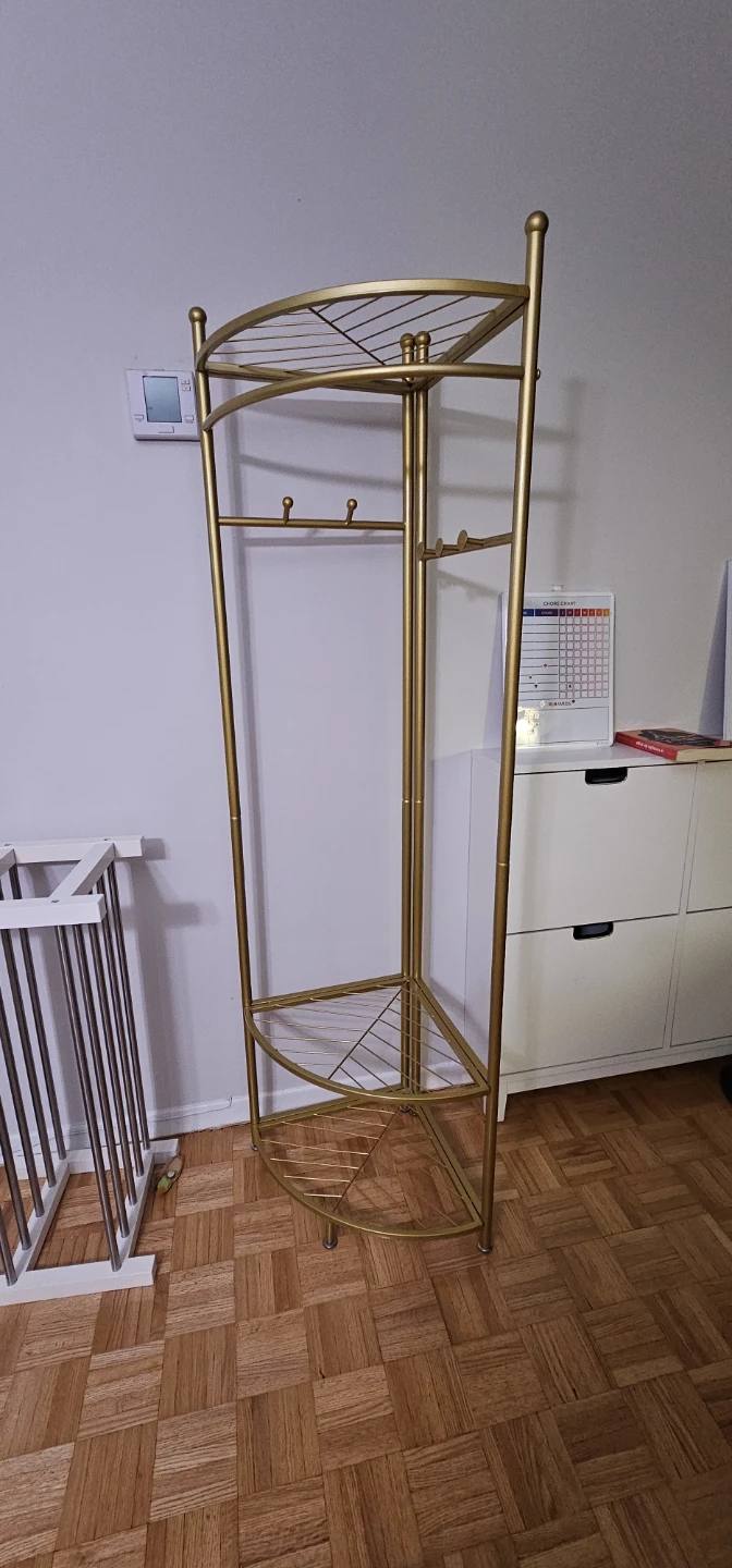 Gold Metal Corner Garment Rack with Shelves - photo 4