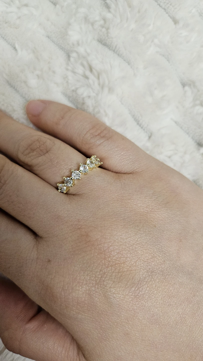 Gold-plated silver half eternity ring with cubic zirconia - photo 2