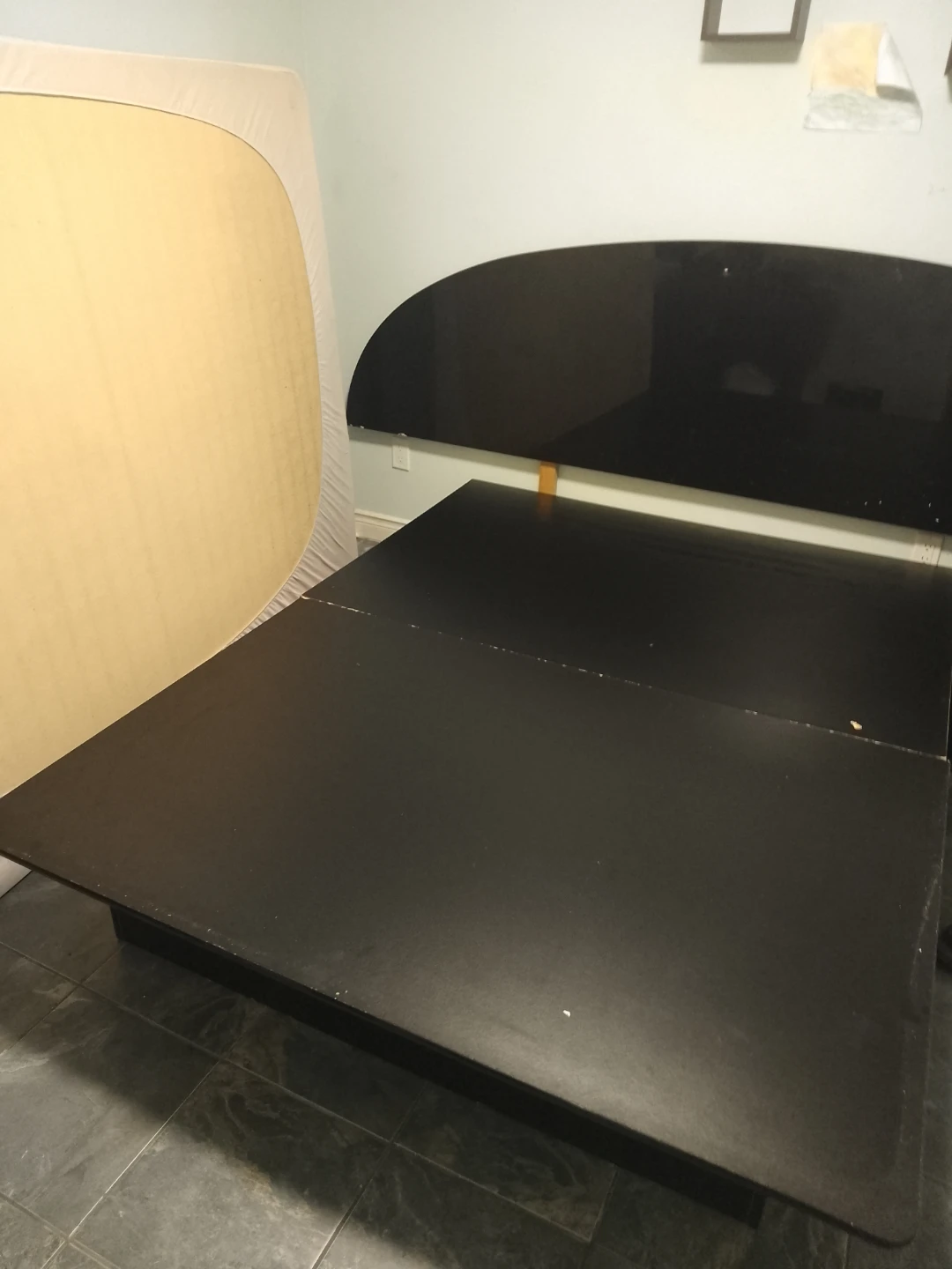 Black Platform queen size Bed Frame with Headboard - photo 2