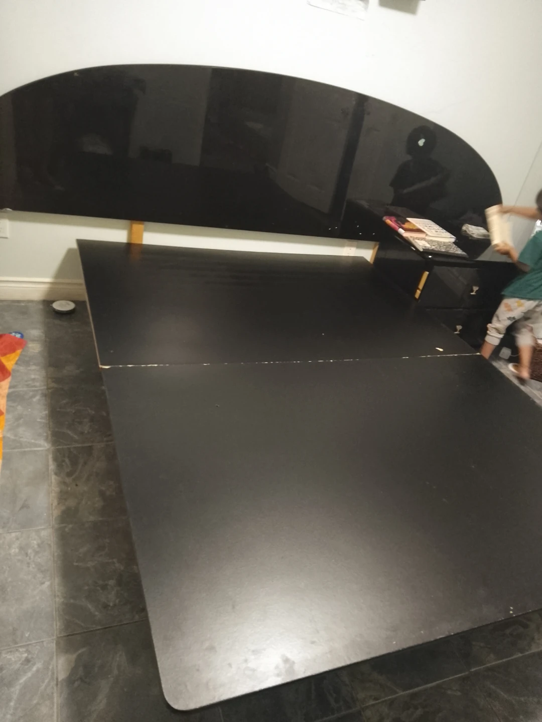 Black Platform queen size Bed Frame with Headboard - photo 3