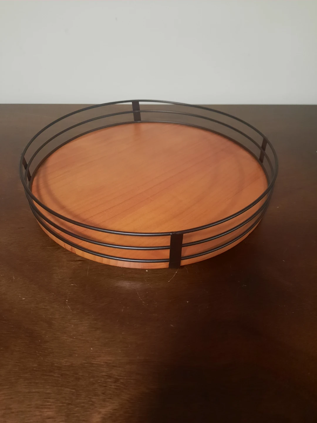 Round Wood and Metal lazy  susan