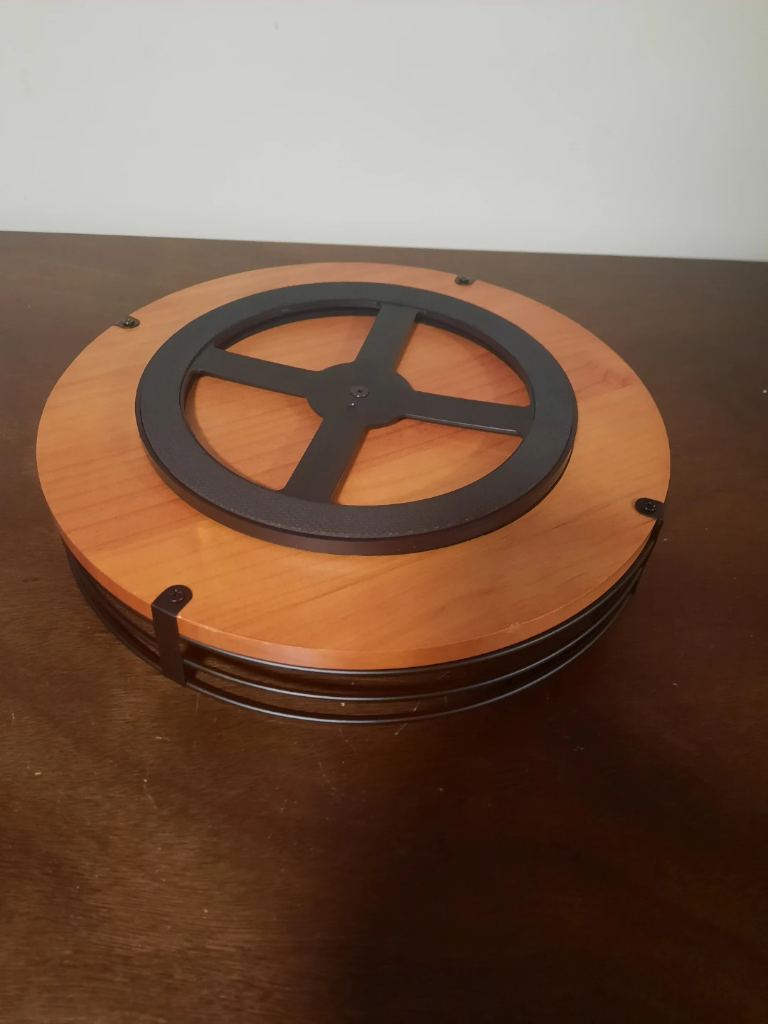 Round Wood and Metal lazy  susan - photo 2