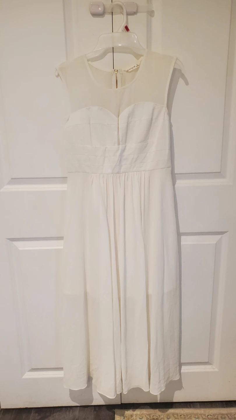 White Sheer Neckline Dress
