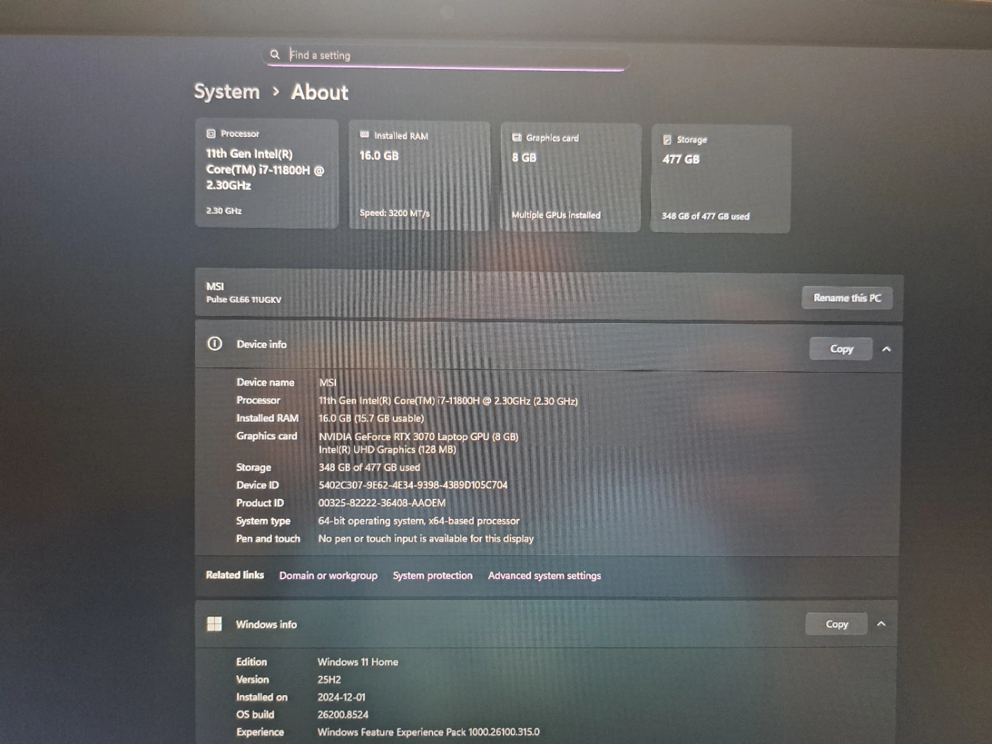 RTX 3070 Gaming Laptop MSI Pulse GL66 i7 - photo 4