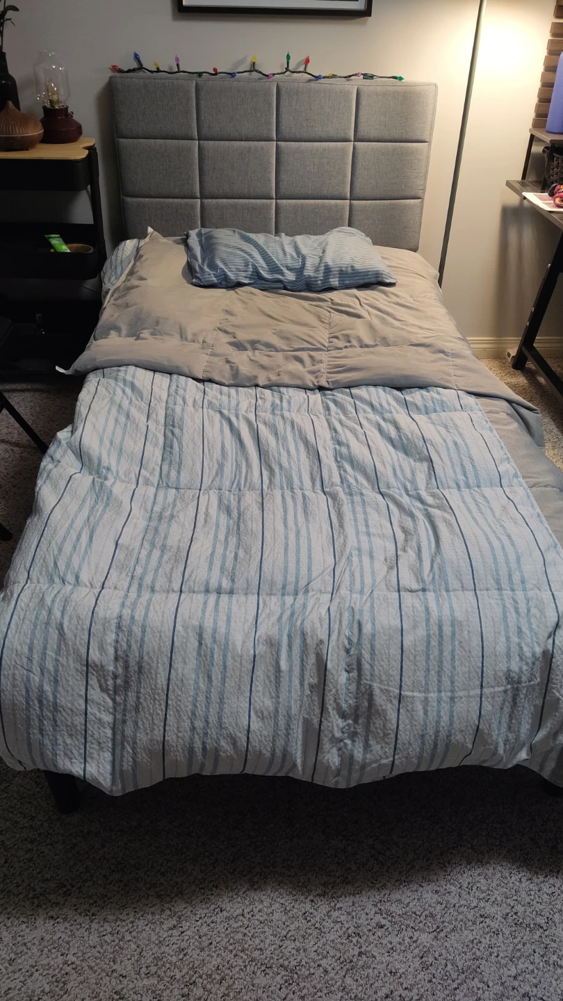 Grey Upholstered Headboard Bed Frame - photo 2