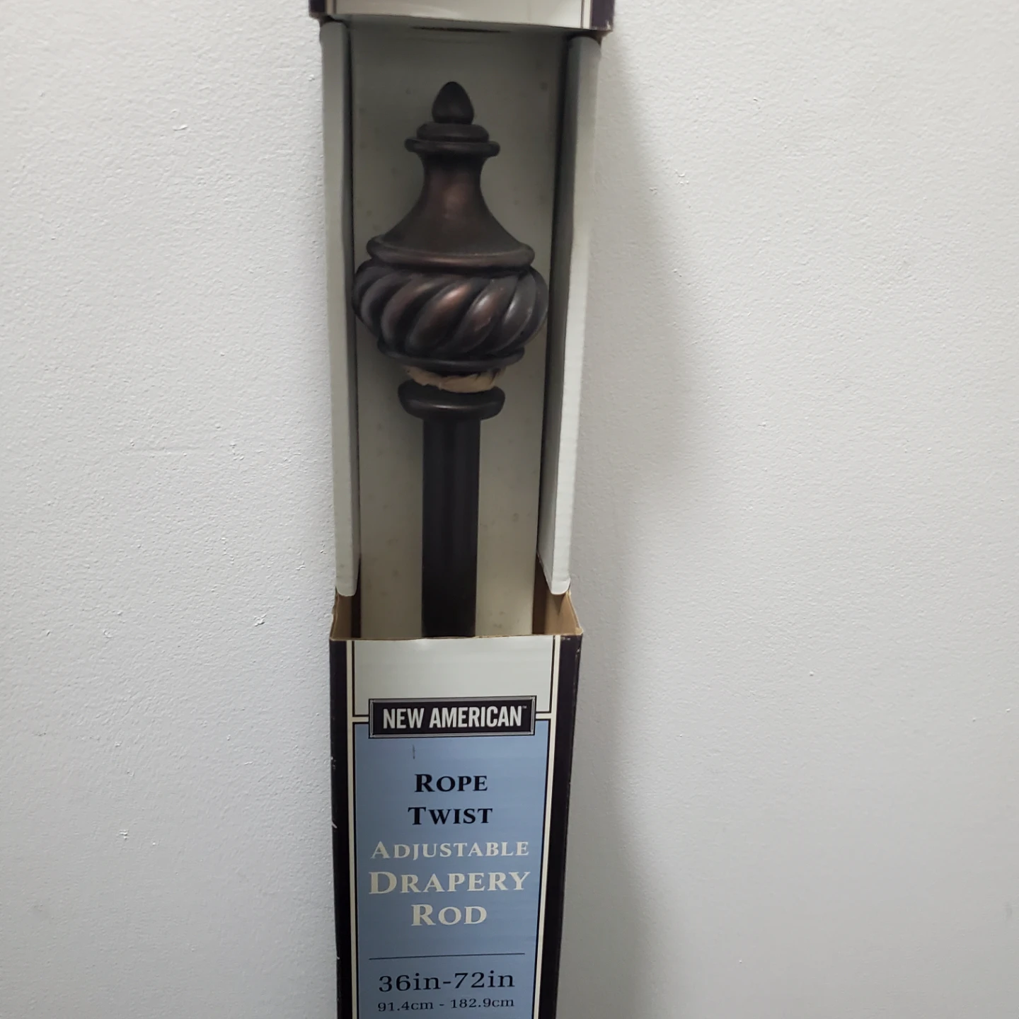 New American Rope Twist Adjustable Drapery Rod 36in-72in