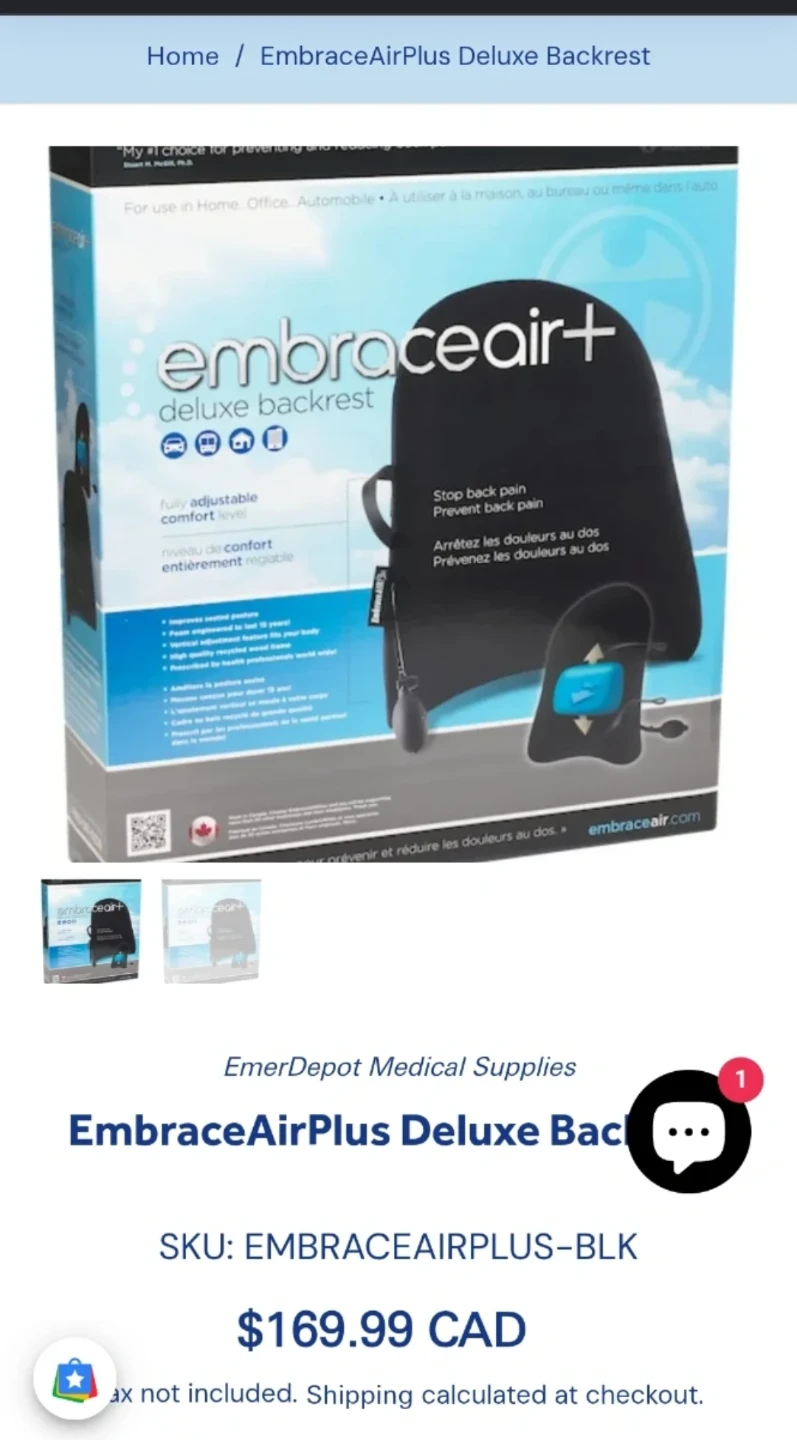 Embrace Air+ backrest....