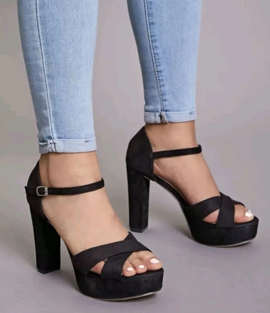 Black Suede Platform Heels
