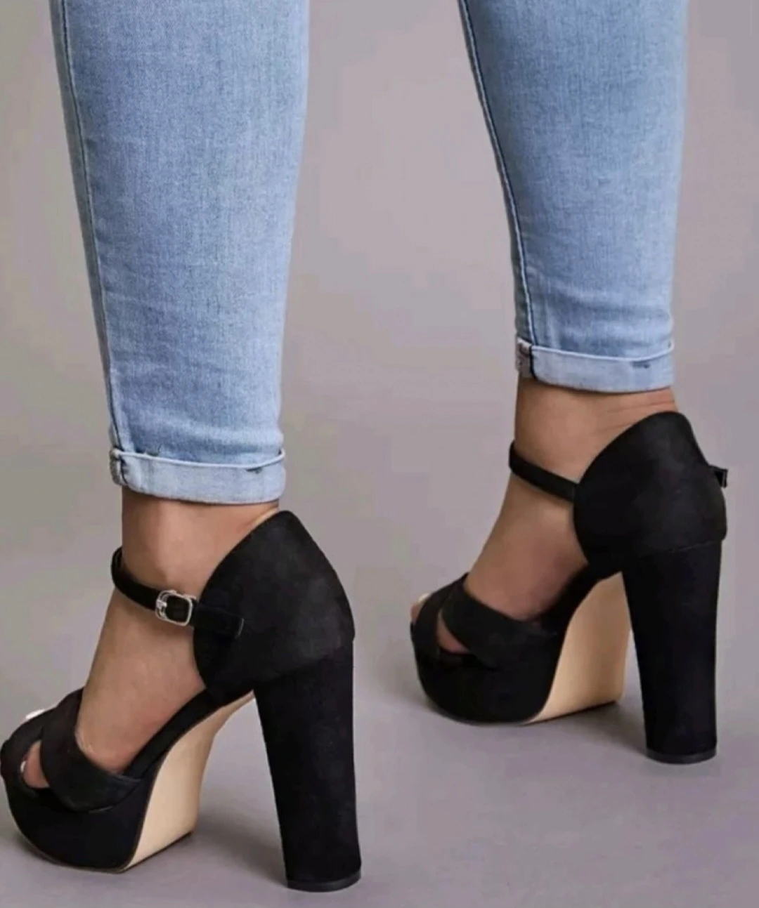 Black Suede Platform Heels - photo 2