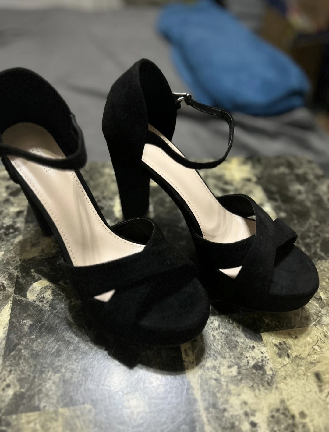 Black Suede Platform Heels - photo 4