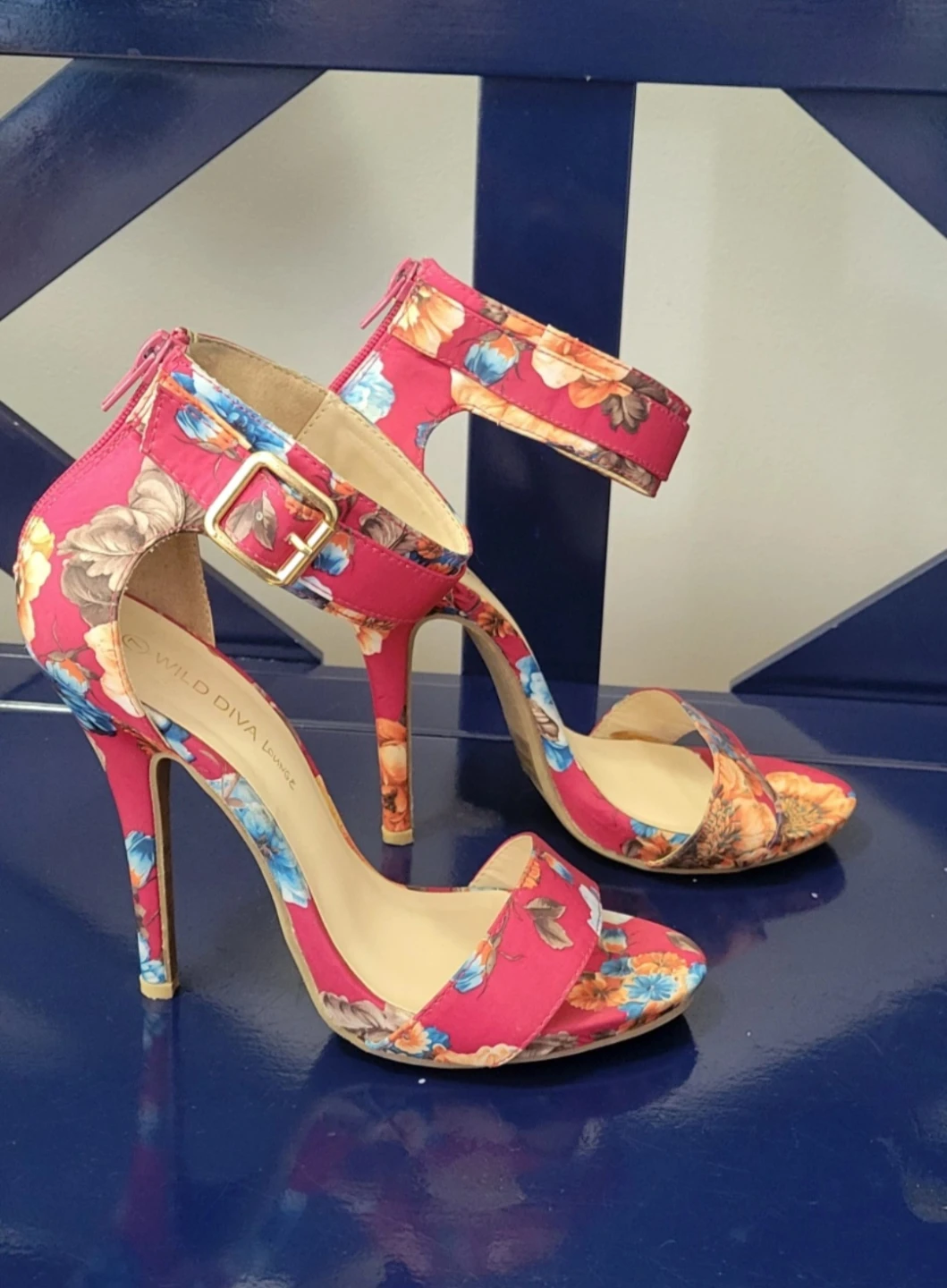 Wild Diva Lounge Floral High Heel Sandals - Size 7 - photo 4