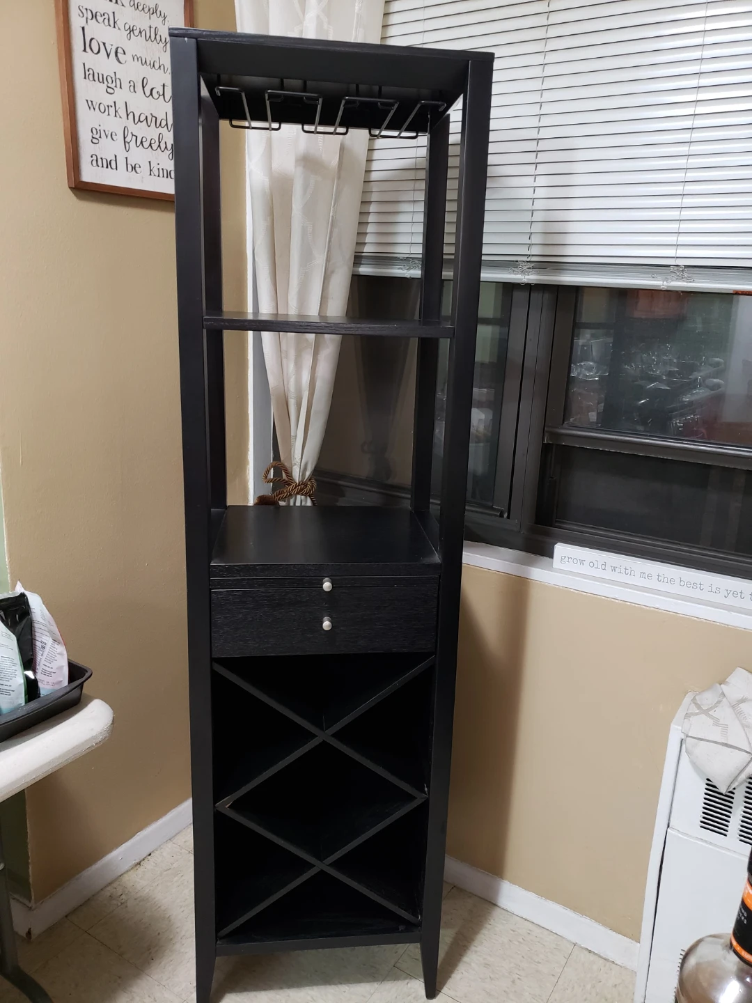 Black Bar Cart with Wine Rack and Glass Holders - photo 2