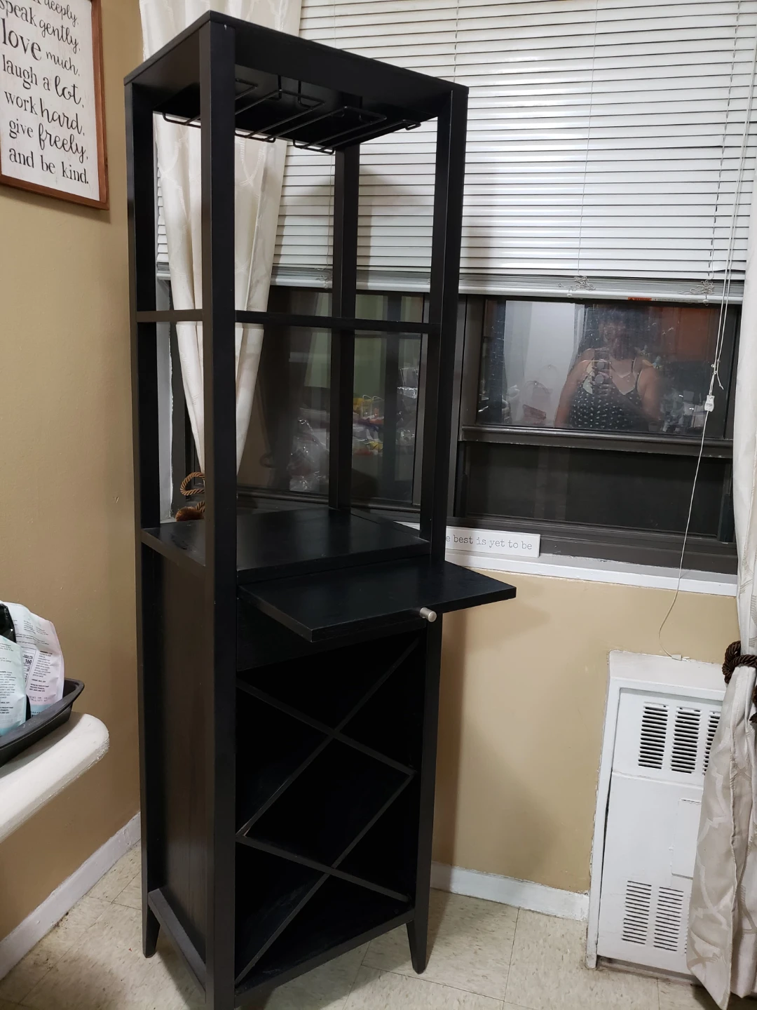 Black Bar Cart with Wine Rack and Glass Holders - photo 3