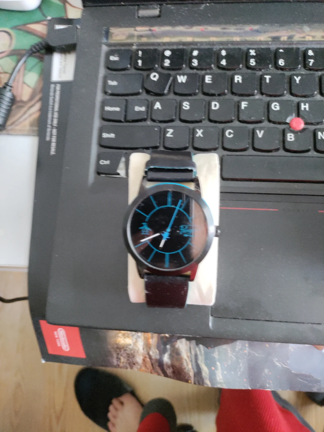 Men's Black Watch with Blue Accents