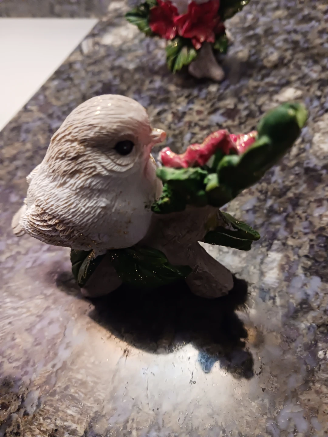 Set of 2 Ceramic Bird Figurines with Red Flowers - photo 5