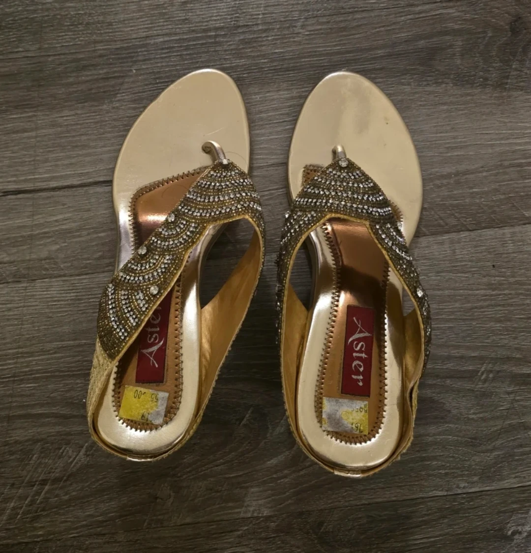 Aster Gold Embellished Heeled Sandals
