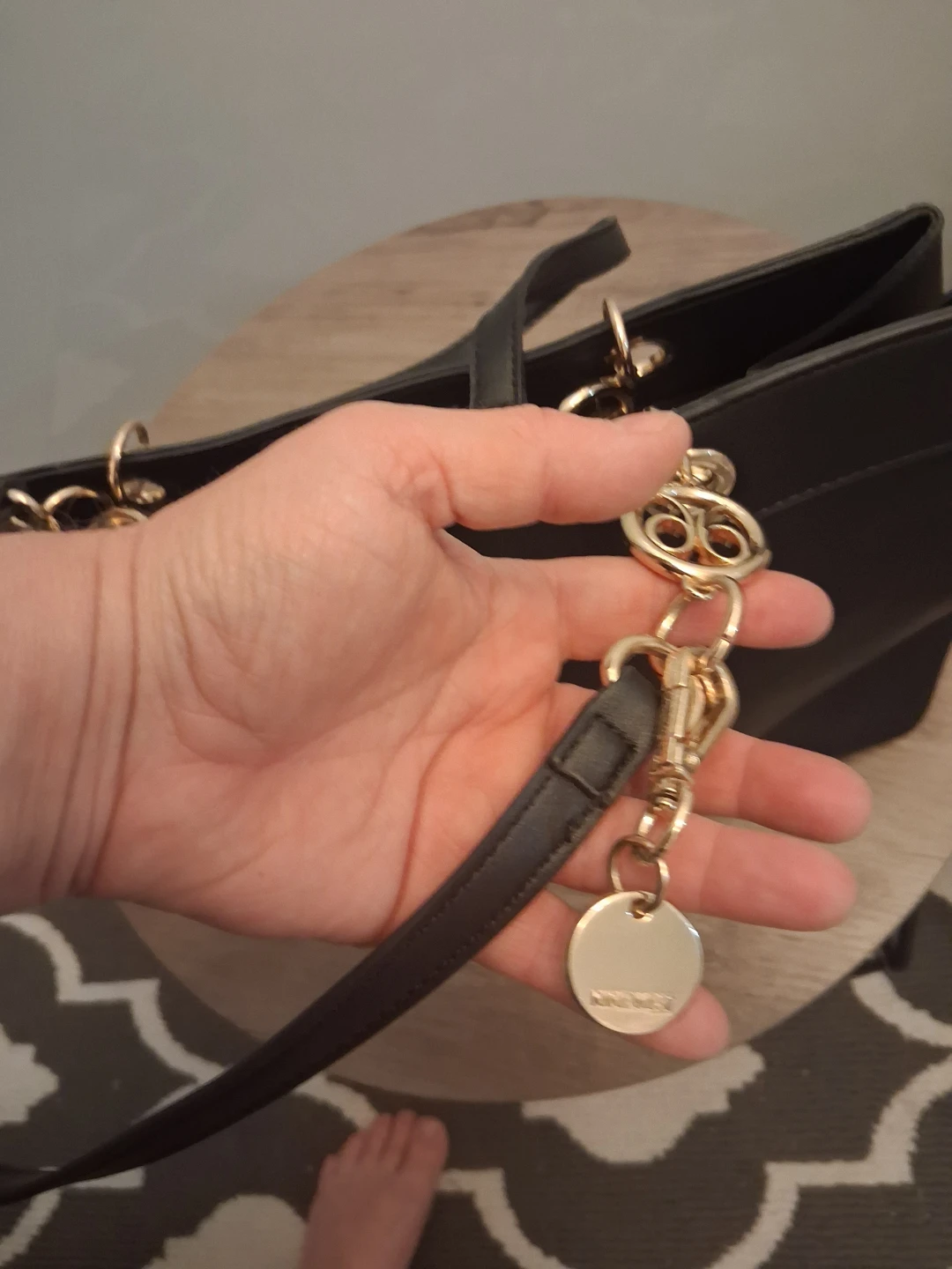 Nine West Black Tote Bag with Gold Accents - photo 3