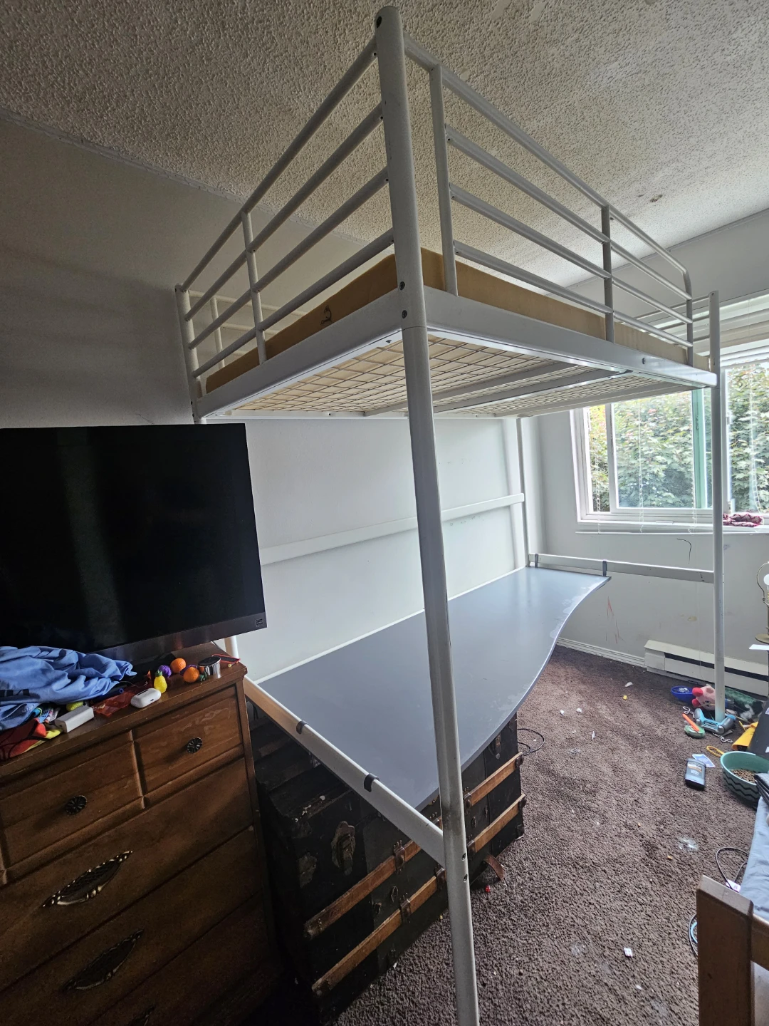 White Loft Bed with Desk - photo 2
