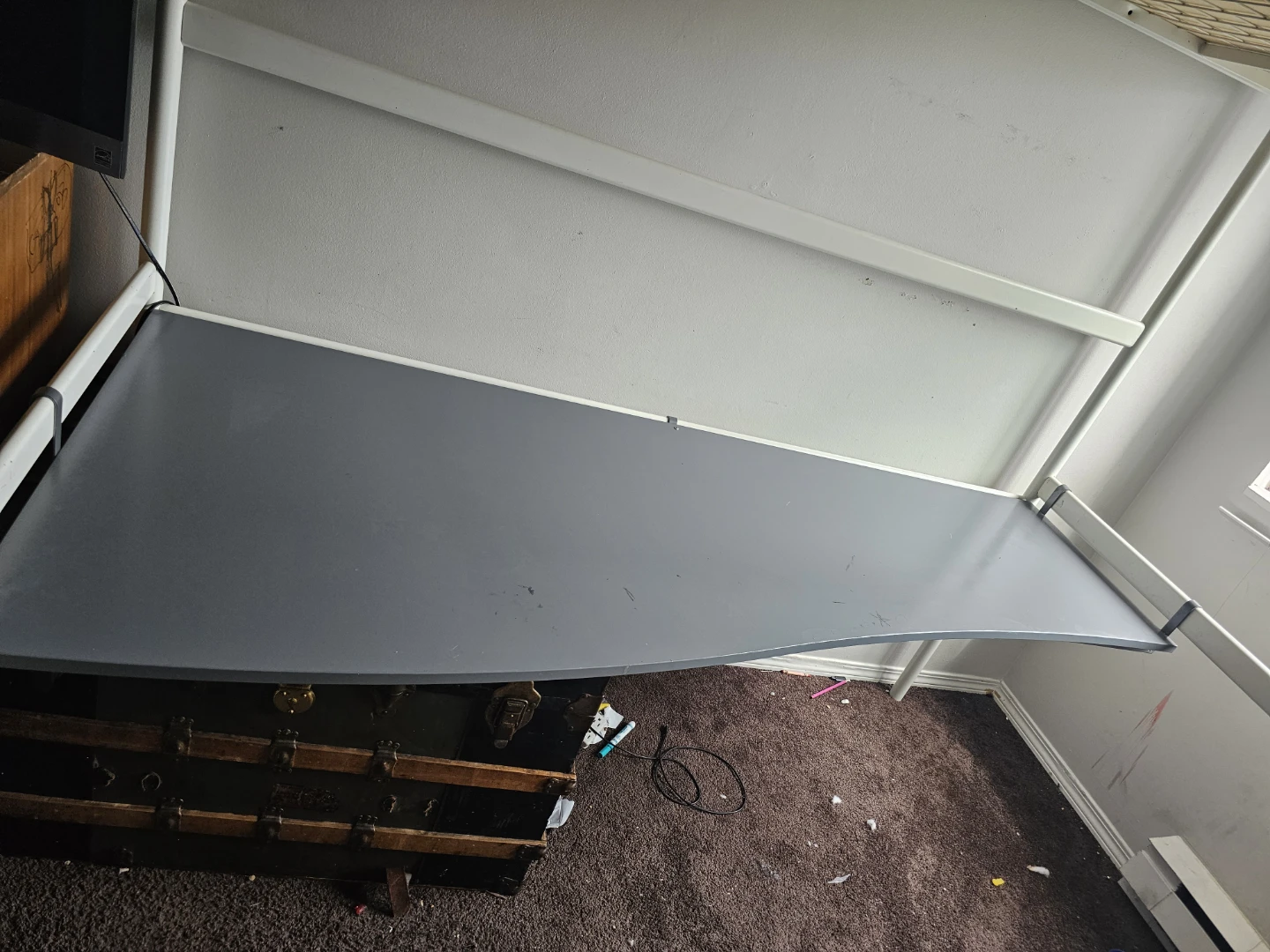 White Loft Bed with Desk - photo 4