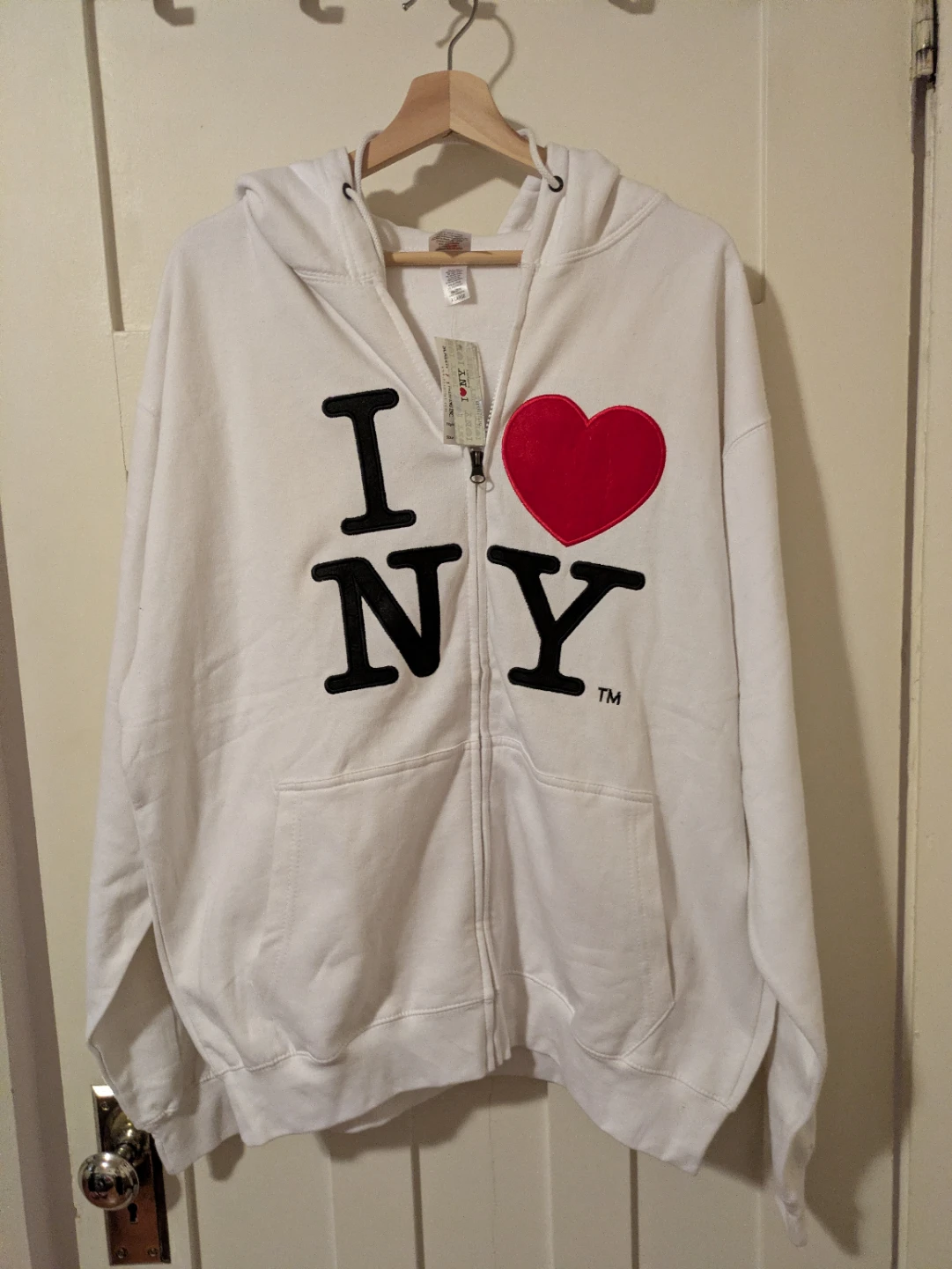 I Love NY White Zip-Up Hoodie