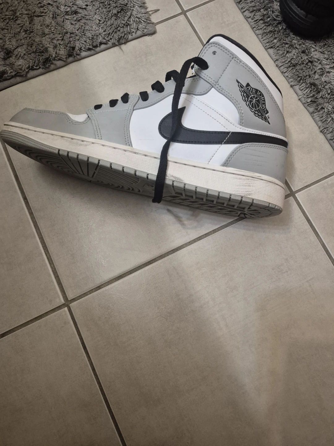 Air Jordan 1 Mid Grey White Sneakers - photo 2