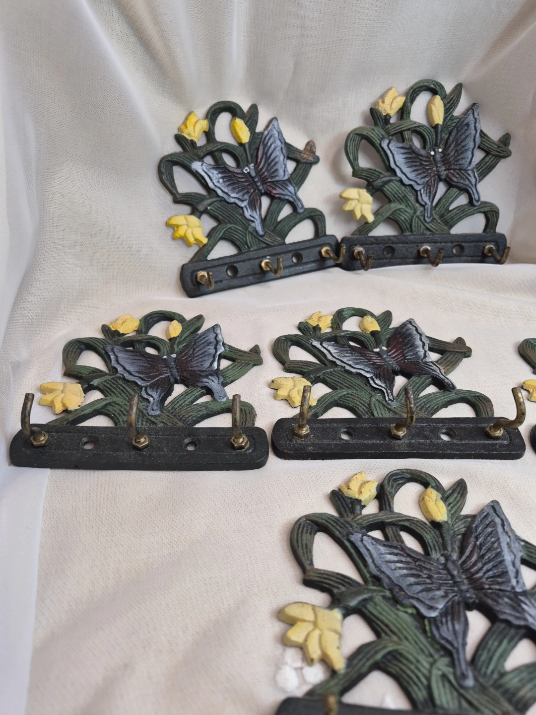 Lot of 6 Metal Cast Iron Wall Hanging Decor With Butterflies - photo 5