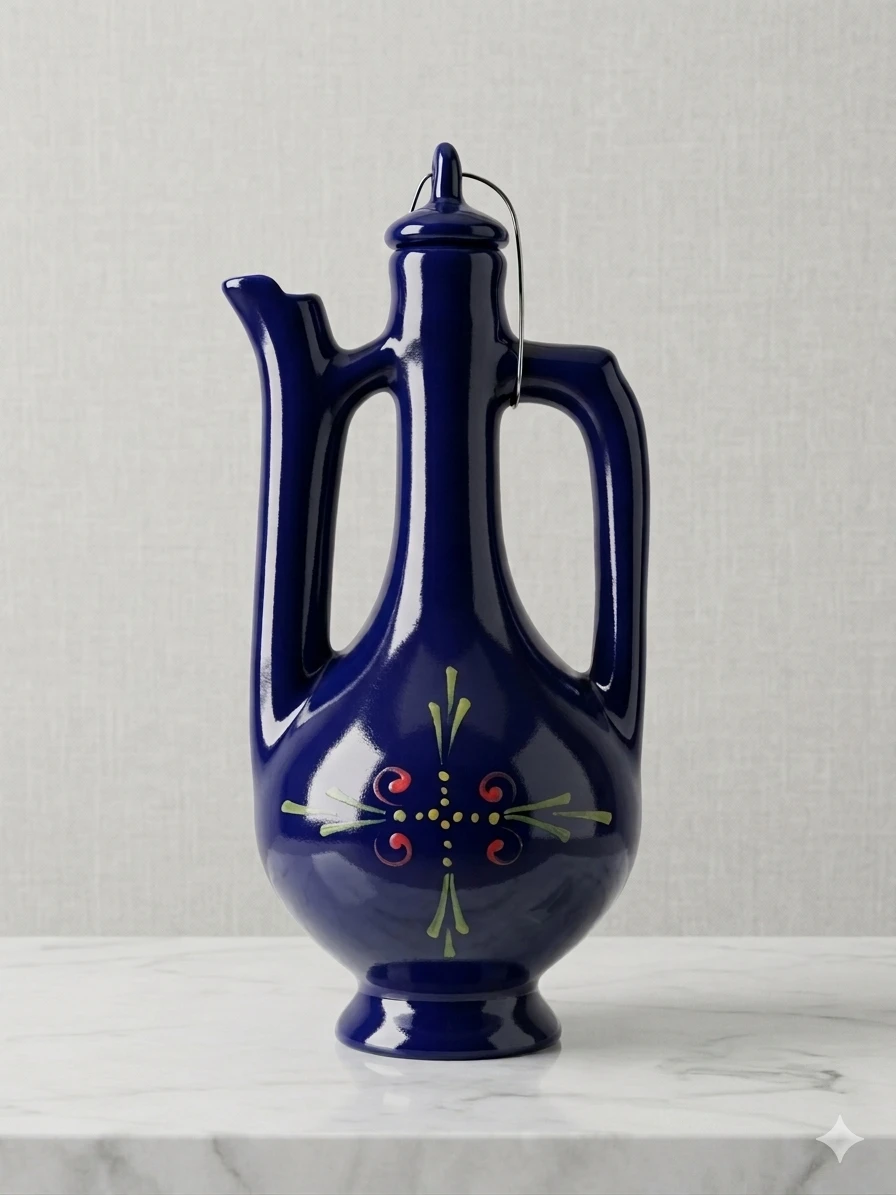 Vintage Soviet Cobalt Blue Ceramic Carafe Jug