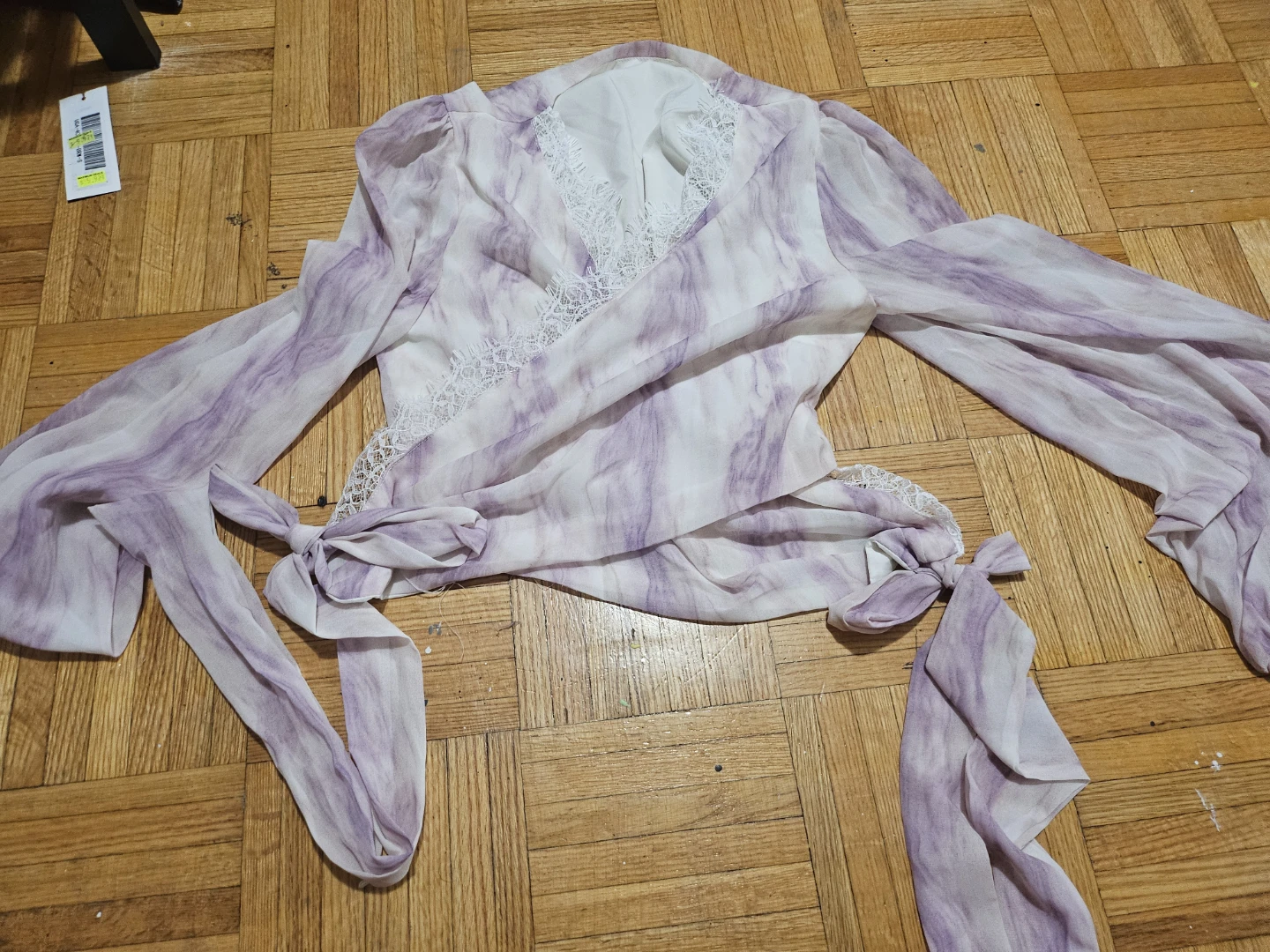 Purple Tie-Front Blouse and Skirt Set