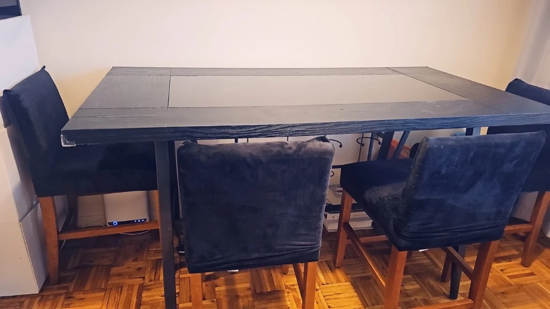 Black Dining Table with Glass Top - photo 4