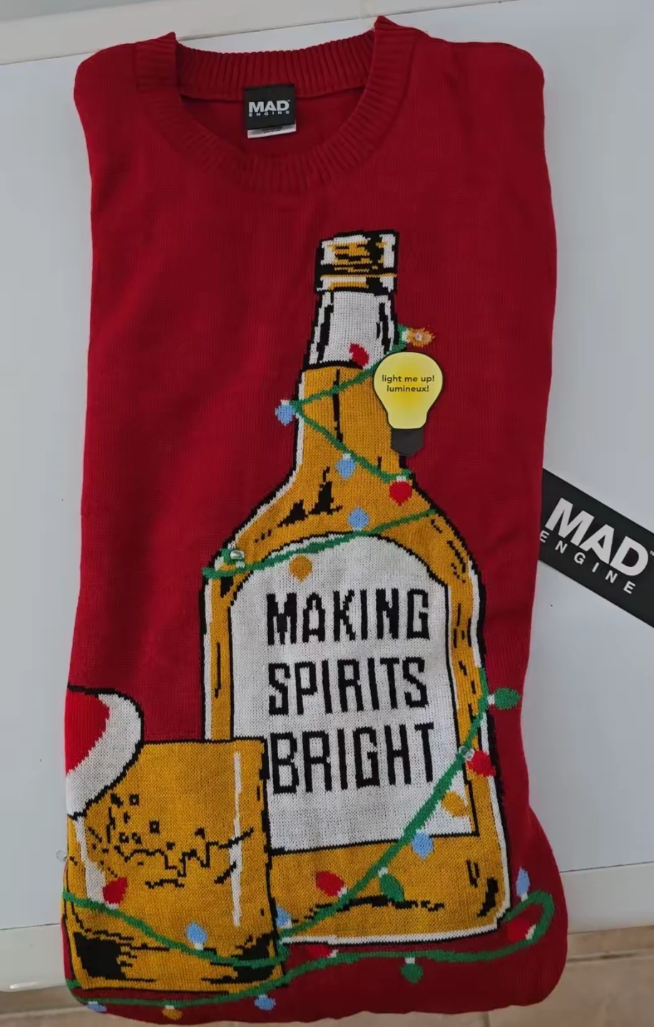MAD Engine Unisex holiday Sweater "Making Spirits Bright"