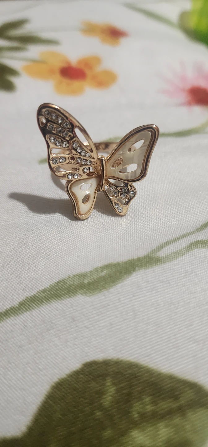 Gold butterfly ring with rhinestones - photo 2