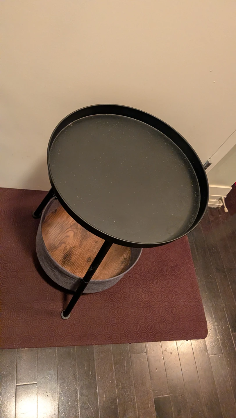 Round side table with storage basket - photo 2