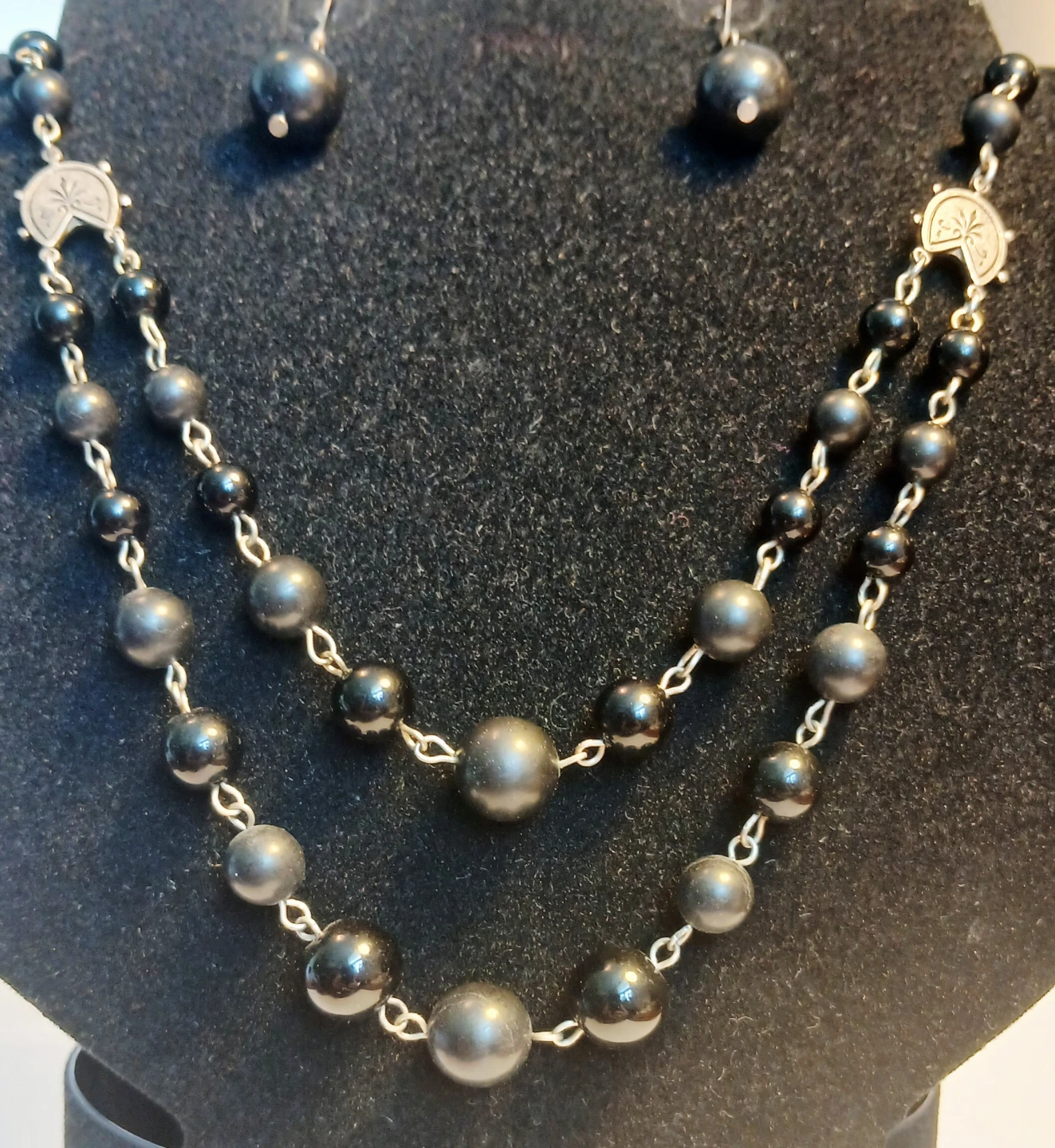 Black Agate Necklace and Earring Set - photo 2