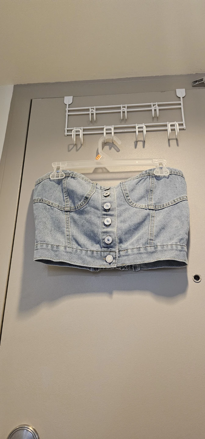 Denim Button-Up Tube Top