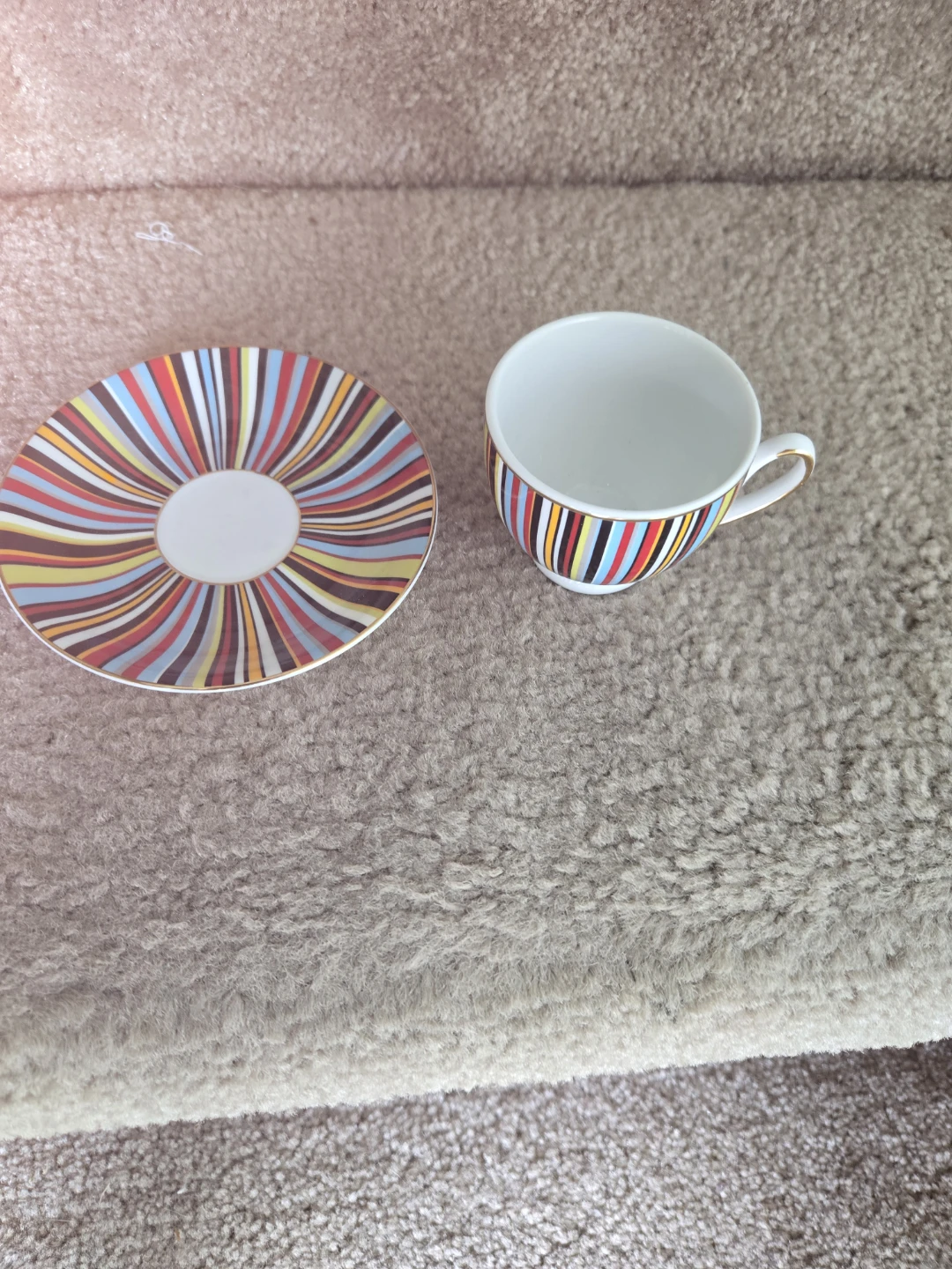 Colorful Striped Demi Tasse and Saucer Set