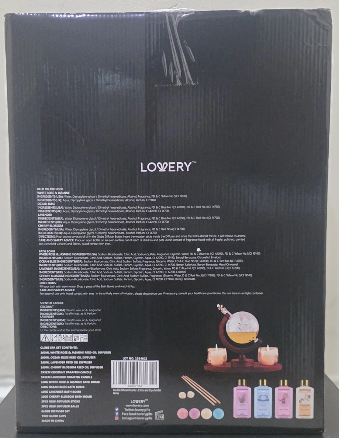 New Lovery Globe Whiskey-Wine Decanter & Reed Diffuser Gift Set - photo 3