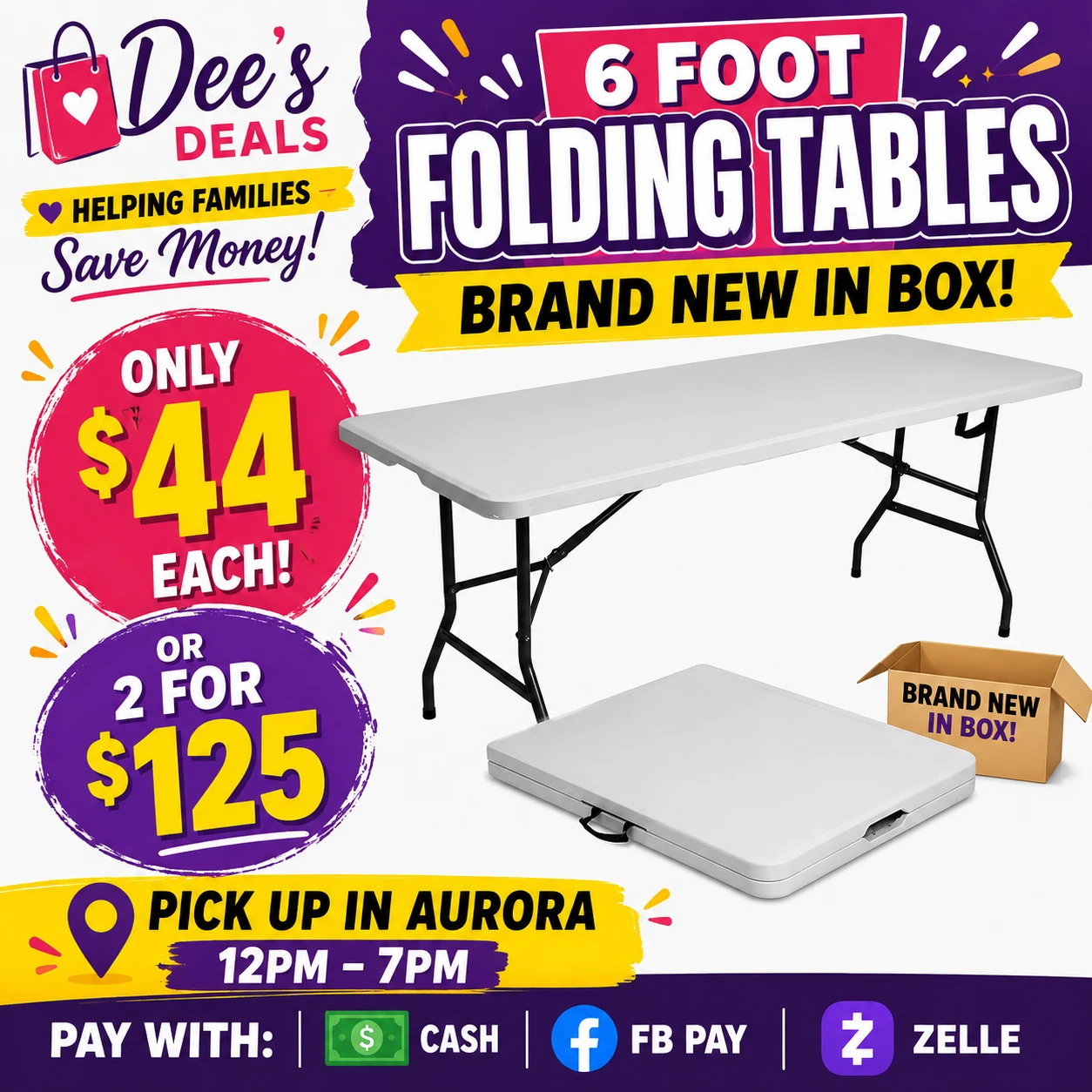 6 Foot Heavy Duty Folding Table $44 - photo 2