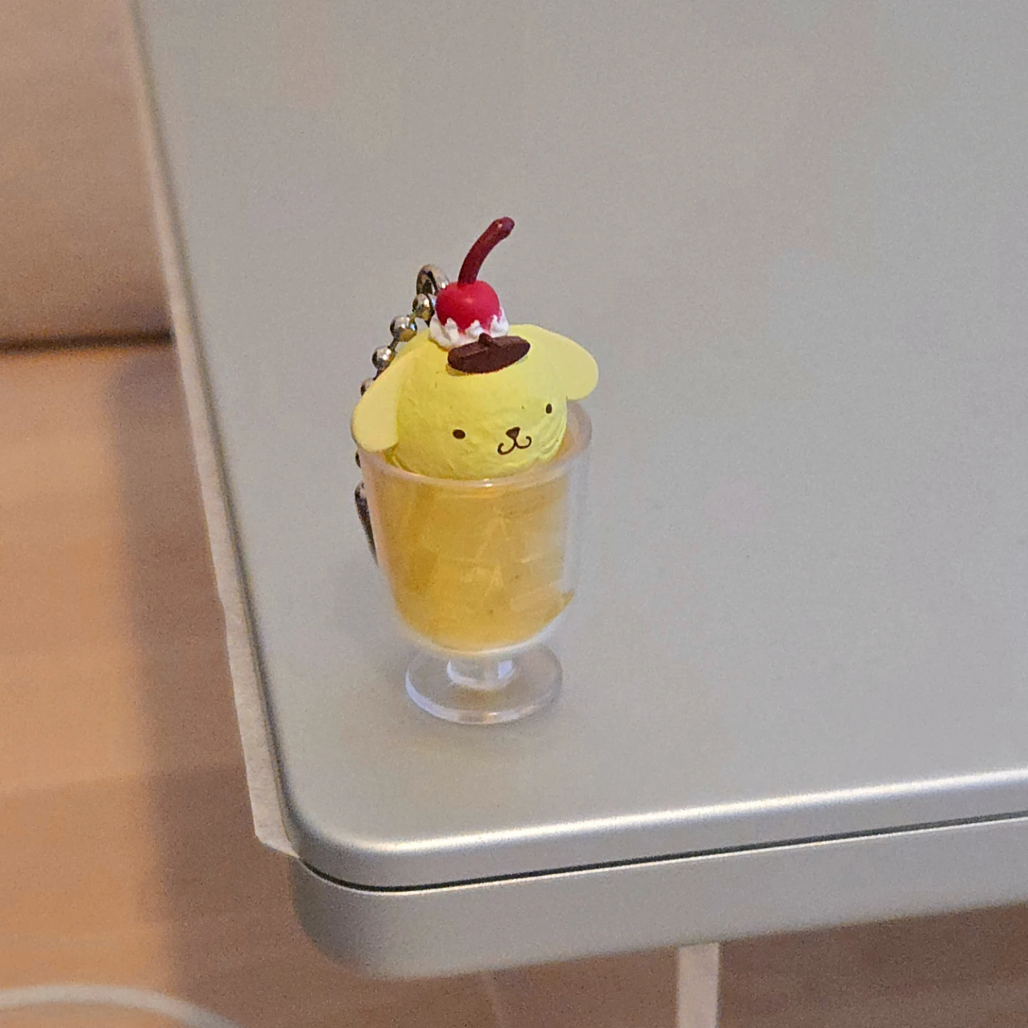 Cute Pom Pom Purin Cream Soda Keychain