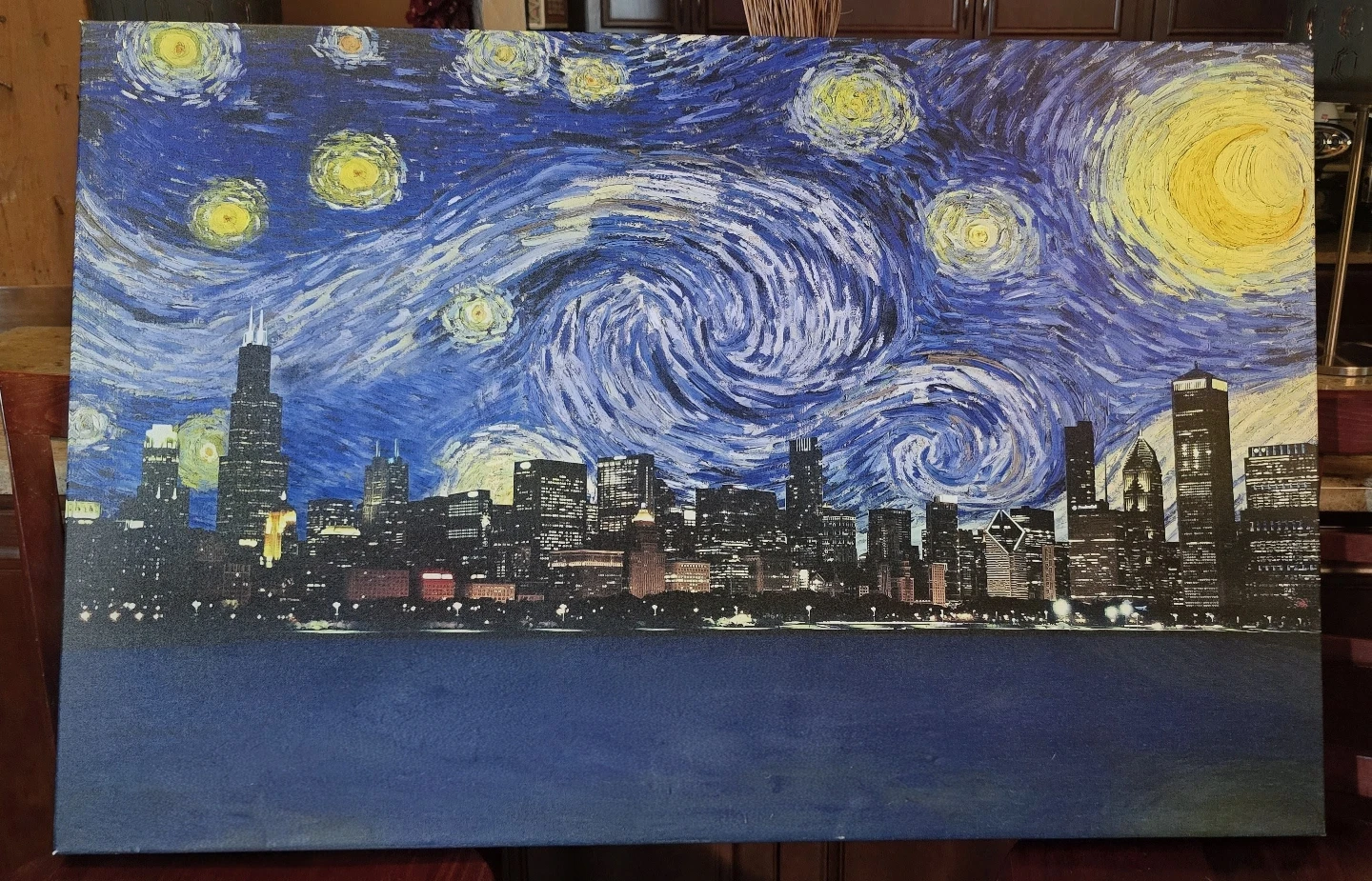 40"x26" Canvas - Chicago, Illinois Starry Night Skyline