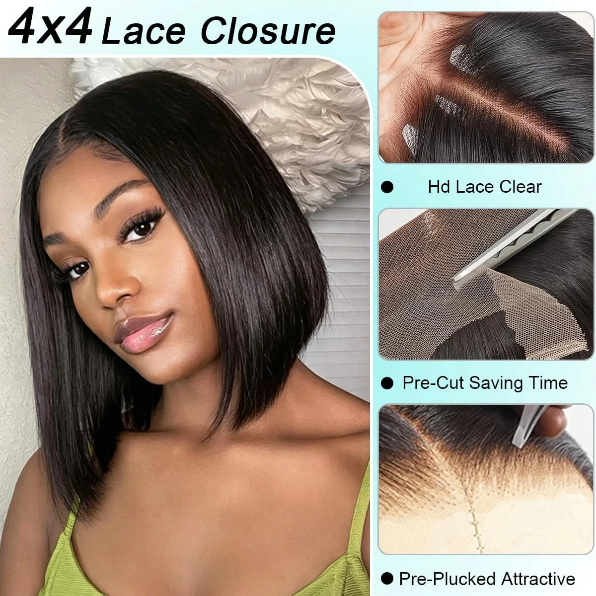 Glueless Wigs 4x4 Straight Bob Wig - photo 2