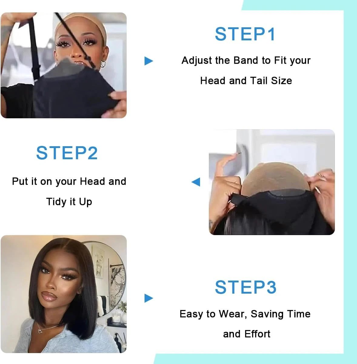 Glueless Wigs 4x4 Straight Bob Wig - photo 4